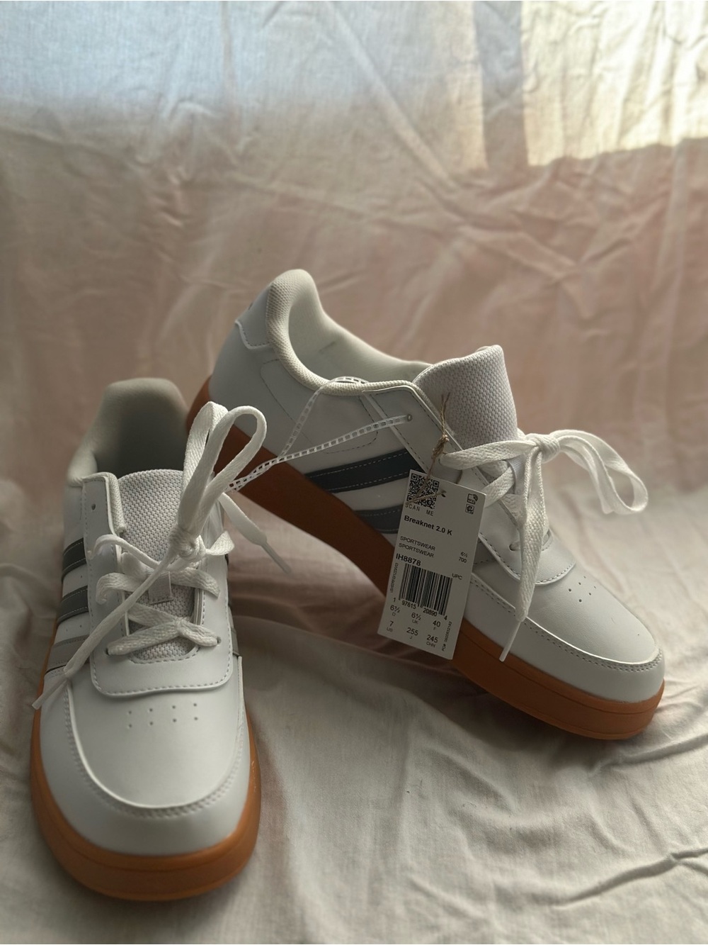 adidas White with Gum Sole Women's Sneakers Size 7 (Runs Big)!